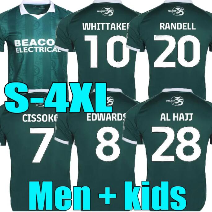 3XL 4XL 2025 2026 Plymouth green ALHAJJ WHITTAKER RANDELL EDWARDS CISSOKO Soccer Jerseys Home Away Official 25 26 player version Men kids Football Shirt