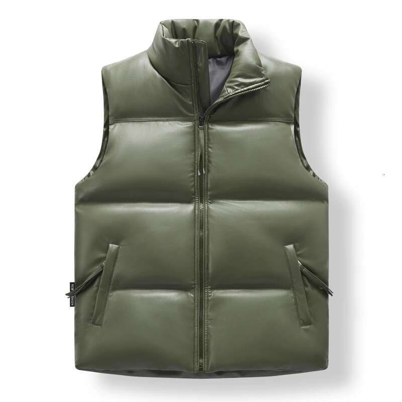 Fashion leather Vests men Casual Warm Male High Quality Loose Vest Men Pu Zipper Waistcoats Brand Mens Sleeveless Jacket