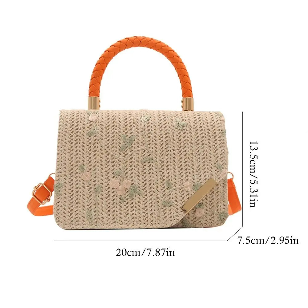 Shoulder Messenger Bag Girls Handbags Women Summer Bohemian Straw Woven Beach Crossbody Rattan Braid Grass Vacation Bag 250605