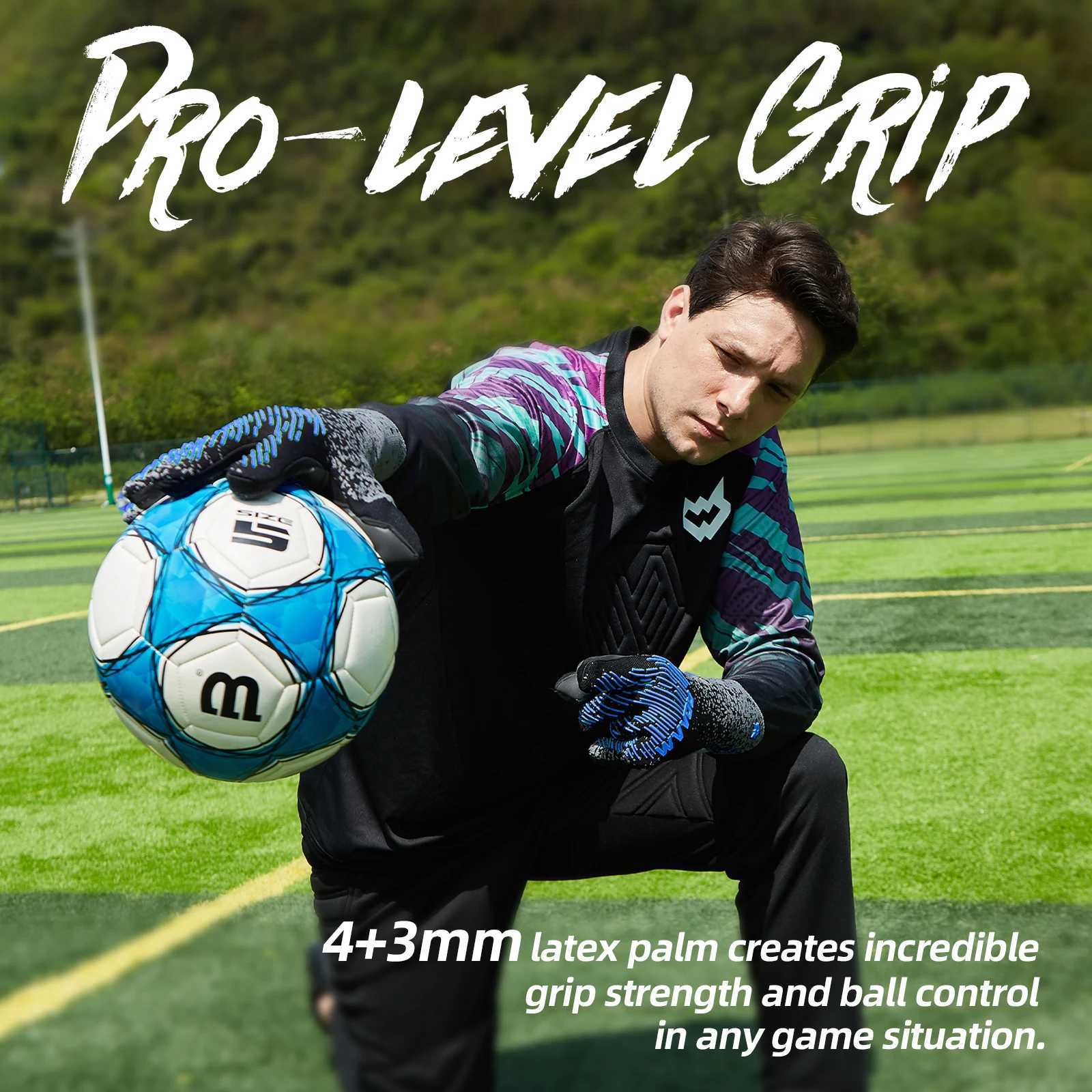 WVVOU Soccer Goalie Gloves Youth Adults High Performance Goalkeeper Gloves Breathable Soccer Gloves 4+3mm Super Grip XJ250606
