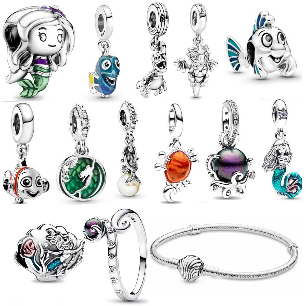Miniso 925 Sterling Silver DIY Charm Fit Original Bracelet Ocean Clownfish Octopus Crab Pendant Mermaid Charm Beads Gifts XJ250607