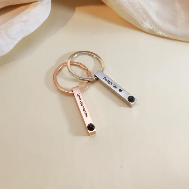 Stainless Projection Po Keychain Custom Name Keychain for Him Personalized Text Keychain with Image Inside Gift for Mom 250530