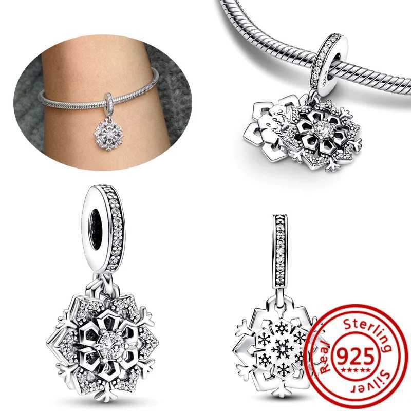 New Original 925 Sterling Silver Snowflake Flowers Heart P Prints Shiny Beads Fit Pantaro Charms Bracelet Jewelry Gift XJ250607