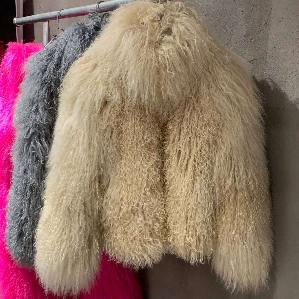 Jacket Stand Collar Women's Mongolian Coat Warm Winter Natural Fur Cloth 908