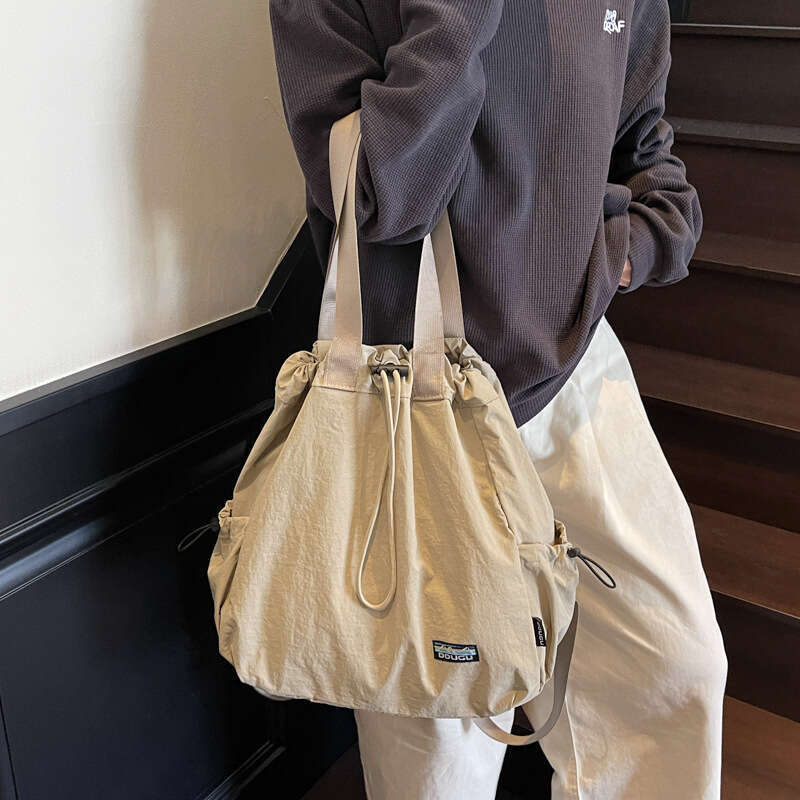 Casual Simple Drawstring Backpack for Women 2025 New Large Capacity High-end Tote Niche Design Shoulder Bag