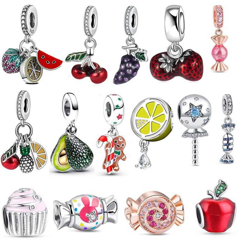 Fruit Design Charms 925 Sterling Silver Avocado Cherry Can Sterry Cake Dangle Fit Pantaro Bracelets Women DIY Jewelry Gift XJ250607