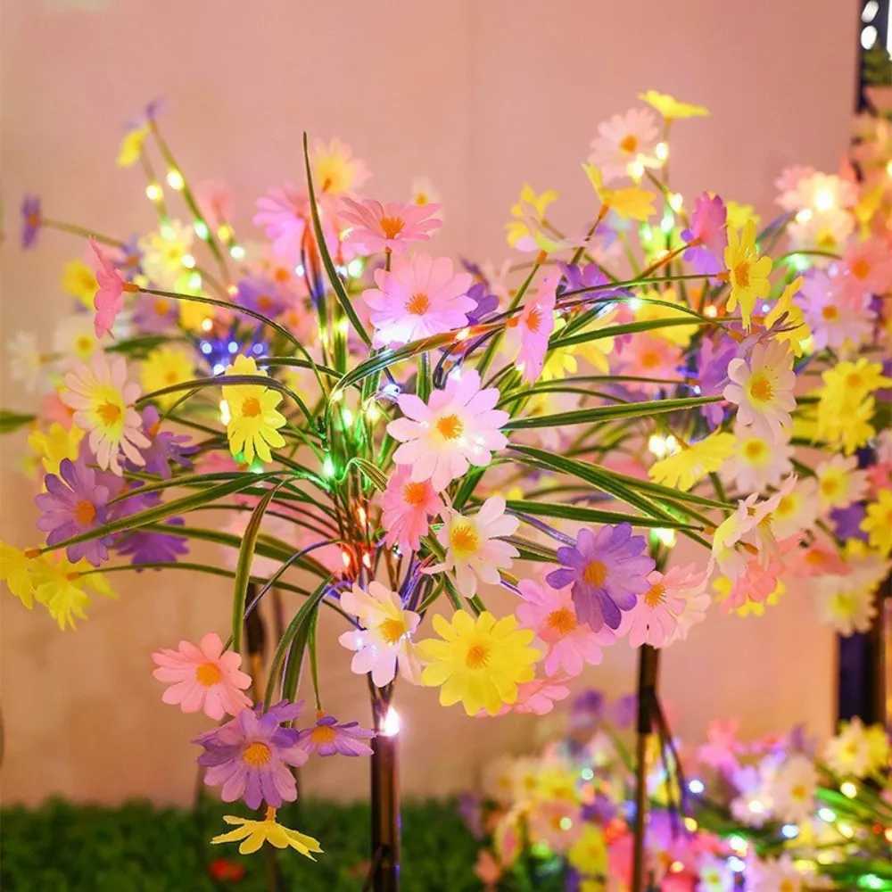 1PC 7Head Solar Powered Small Wild Chrysanthemum Ground Plug-in Lamp Used for Courtyard Garden Lawn Outdoor Camping Decoration W250607