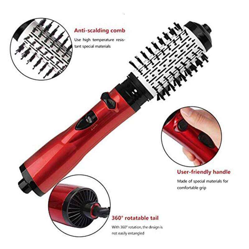 3 In 1 Negative Ion Hot Air Brush Multifunction Straightener Hair Dryer 360 ° Rotating Curling Iron