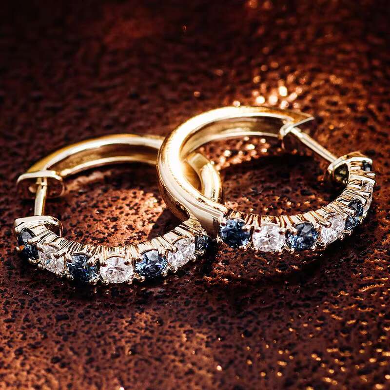 Hoop Earrings Luxurious 18K Yellow Gold VVS1 Moissanite Diamond Custom Jewelry Fine Earrings Engagement Jewelry for Women