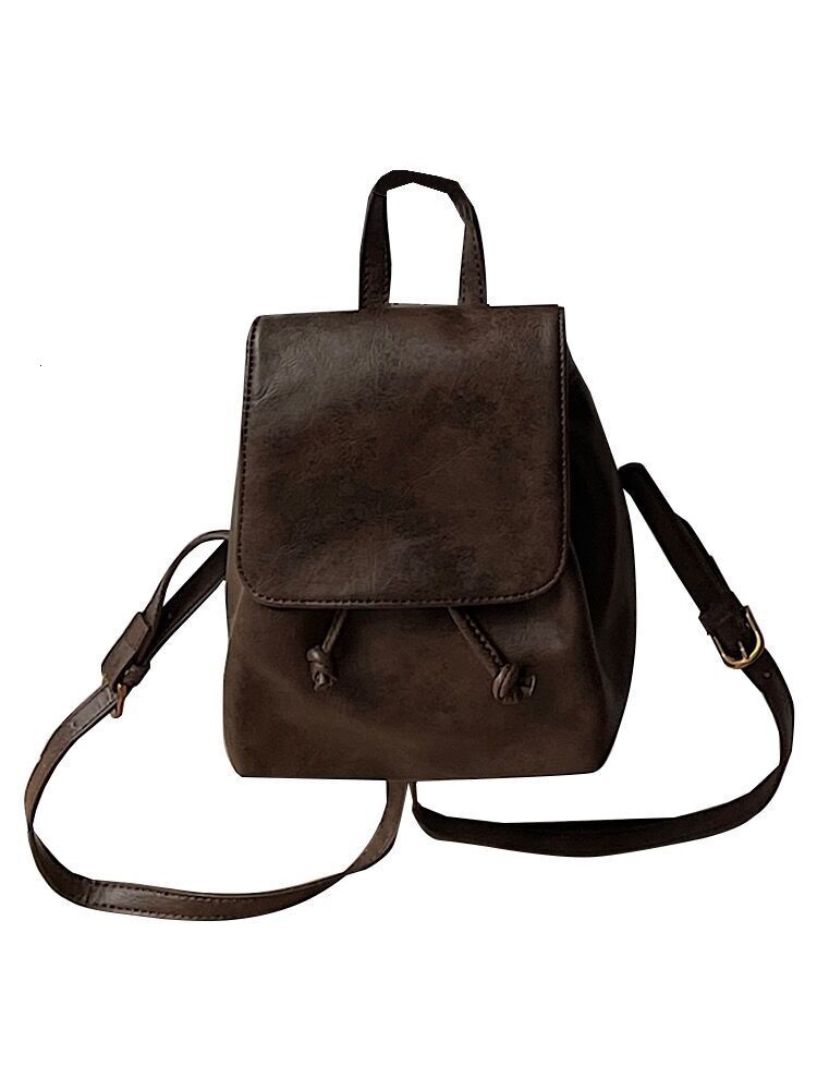 designer bag Same Style Compact Retro Brown Student Backpack for Women 2025 New Ins Simple Versatile Shoulder Bag