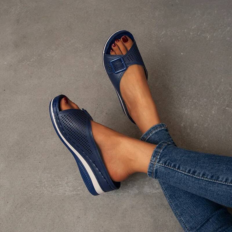 Ddmyoutdoor Summer Platform Wedge Sandals Closed Toe Flat Slippers Women Outdoor Casual Beach Shoes Plus Size Outdoor Shoes