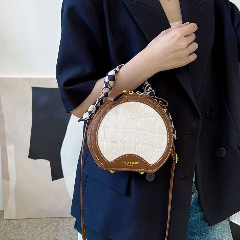 Stone Pattern 2023 New Fashionable Textured Stylish Handbag for Women Unique Shoulder Crossbody Small Round Bag
