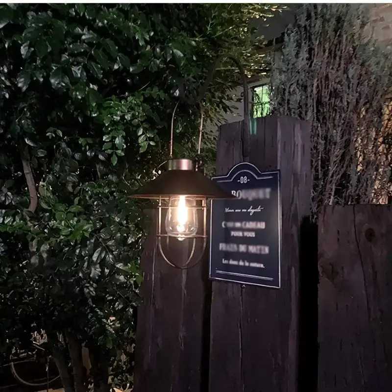 Solar Lantern Lamp Outdoor Waterproof Hanging Lamp Vintage Metal Solar Lights For Garden Yard Patio Xmas Party Decor Lighting XJ250606