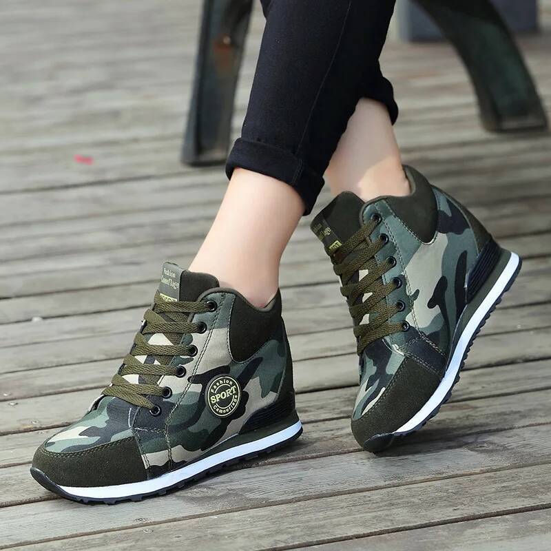 Ddmyoutdoor Ddmyoutdoor Spring High Top Wedge Platform Casual Hidden Heels Ladies Sneakers Camouflage Women Shoes Basket Femme Outdoor Outdoor Shoes