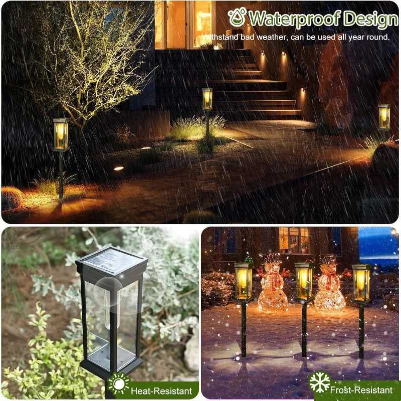 Solar Pathway Lights Solar Lights Outdoor Solar Powered Garden Lights for Walkway Yard Backyard Lawn Landscape Lighting Decor XJ250606