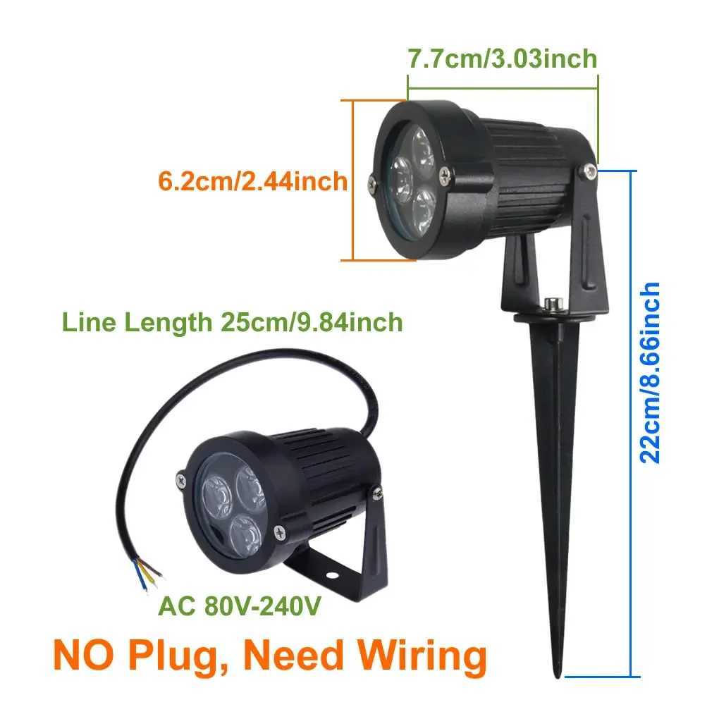 AC 80V-240V LED Lawn Lamp Outdoor Pathway Patio Garden Yard Bright Nights Lighting Spotlight Holiday Decorative Landscape Lights W250607