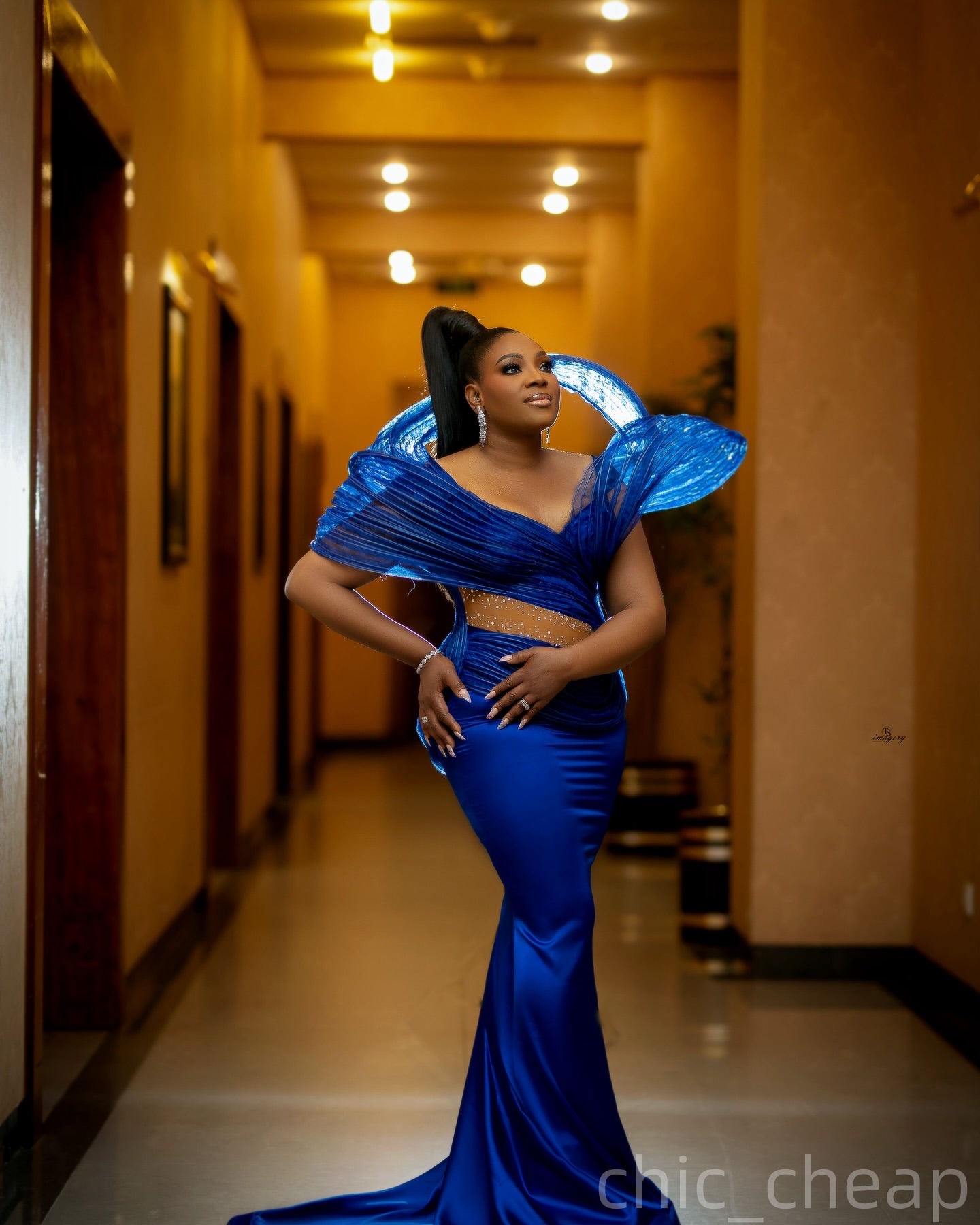 Royal Blue Mermaid Prom Dresses 2025 Crystals Satin Spaghetti Evening Formal Party Second Birthday Engagement Gowns Plus Size Dress For Special Occasi