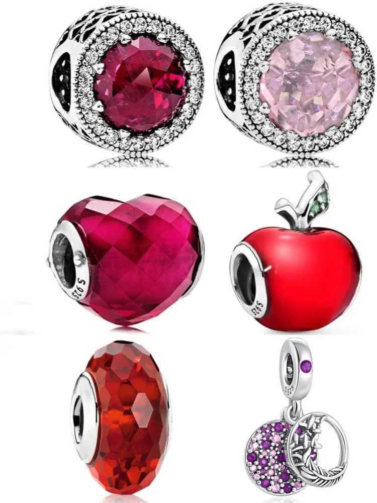 European 925 Sterling Silver Red Series DIY Charm Bead Fit Bracelet Necklace Jewelry For Women XJ250607