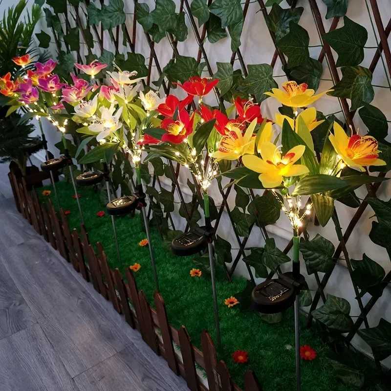 Outdoors Light Courtyard Garden Party Decoration LED Simulation Flower Lawn Villa Landscape Ground Lamps New Solar Orchid Lights W250607