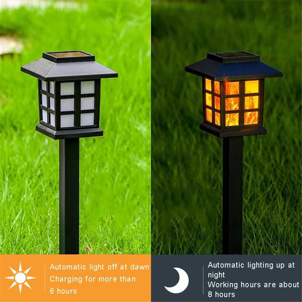 2/4 pcs 10LEDS Solar Flame Torch Light Flickering Light Waterproof Garden Decoration Outdoor Lawn Path Yard Patio Floor Lamp XJ250606
