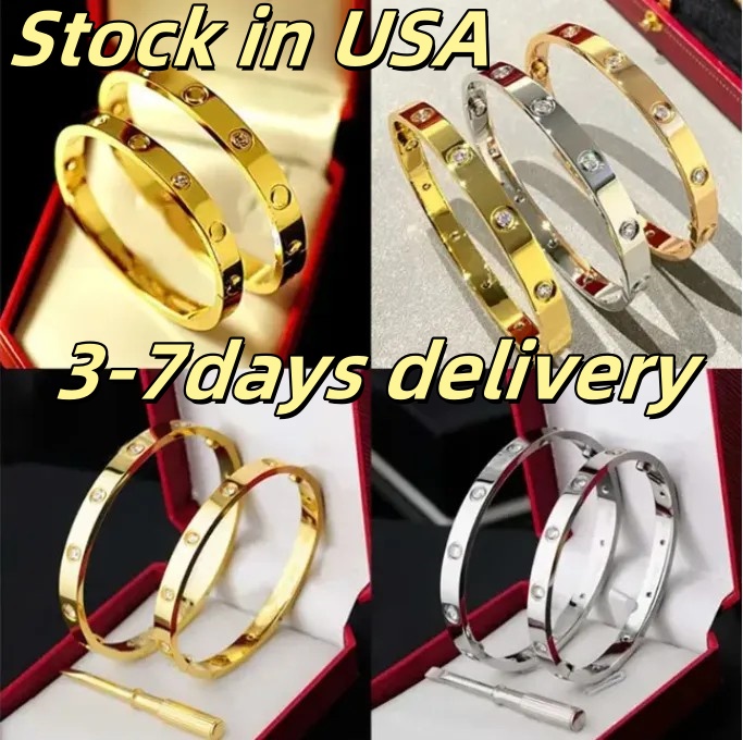 Bracelet Designer Jewelry Classic Bangle 18K Gold Plated Titanium Steel Diamond for Women Men Bracelets Silver luxury Jewelrys Designer 15 to 22 size