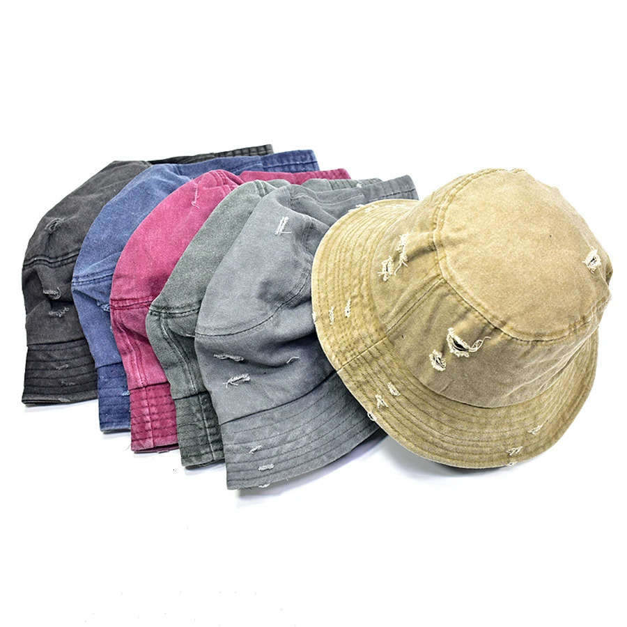 Fashion Women Men Washed Denim Solid Vintag Bucket Hats Lady Male Spring Summer Autumn Panama Fisherman Cap Hat For Women Men 250605