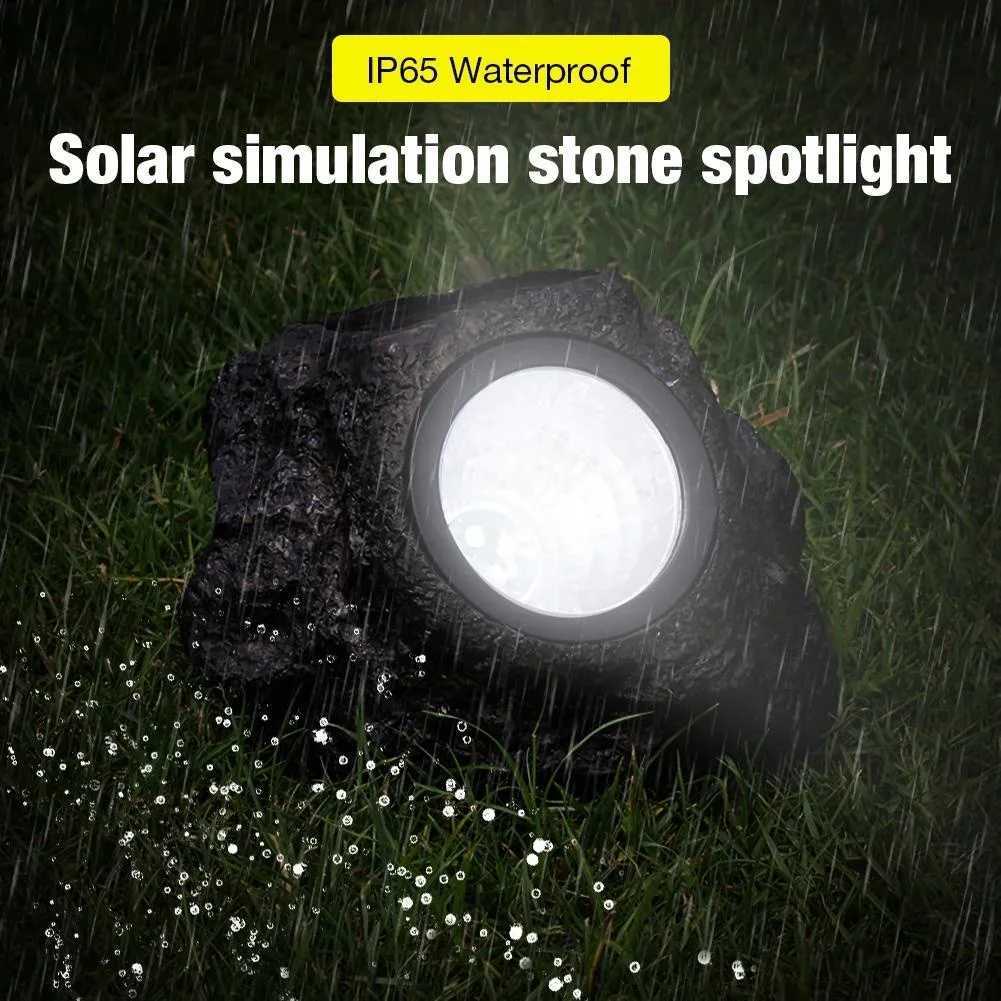 5W Solar Powered Light Simulation Stone Lights Spotlight Decoration Cold White IP65 Waterproof for Outdoor Garden Lawn Lamps XJ250606