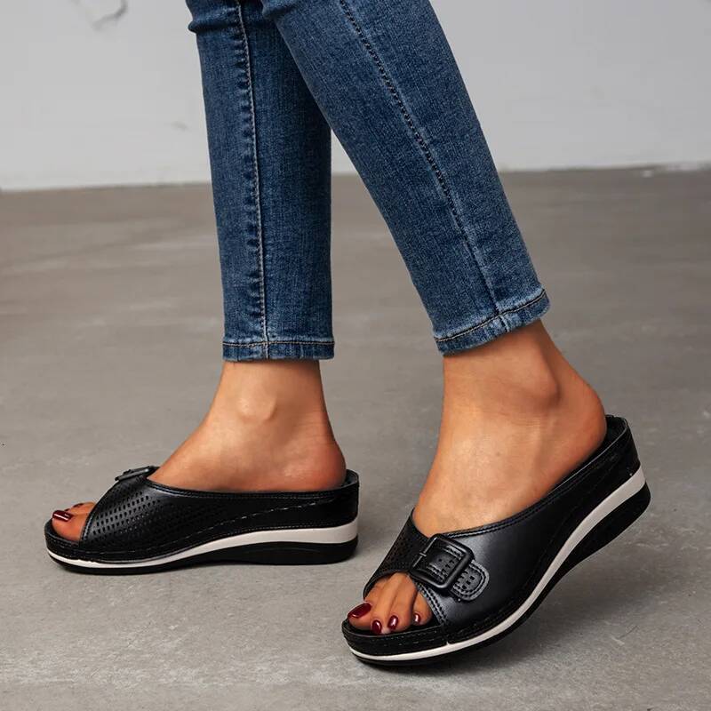 Ddmyoutdoor Summer Platform Wedge Sandals Closed Toe Flat Slippers Women Outdoor Casual Beach Shoes Plus Size Outdoor Shoes