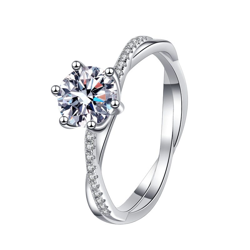 Moissanite Women's Ring with PT950 Plating, Vintage Vine Design, 925 Sterling Silver Wedding Ring, Elegant Engagement Jewelry, Cross-Border Whole