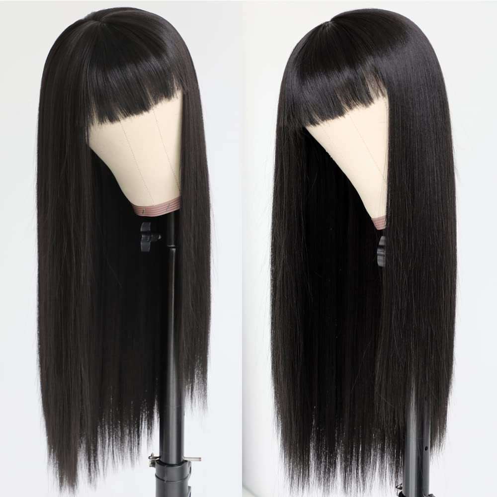 Women's Cosplay Colorful Bangs Long Straight Synthetic Hair Wig Cap