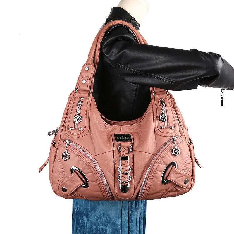 Multi Pockets Vintage Wash Leather Female High Capacity Handbags For 2020 Women Brand Shoulder Crossbody Bags