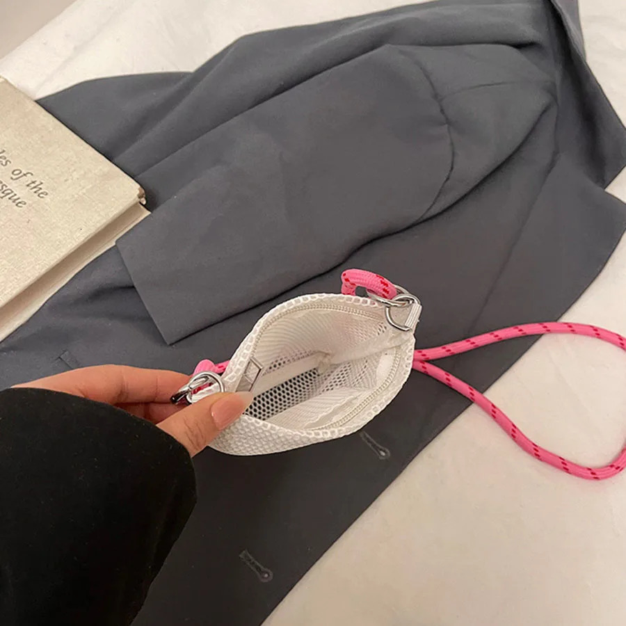 Sweet Korean Style Nylon Mesh Bag Purse Crossbody Bag Nylon Shoulder Bag Wallet Bags Solid Color Mobile Phone Bag 250606