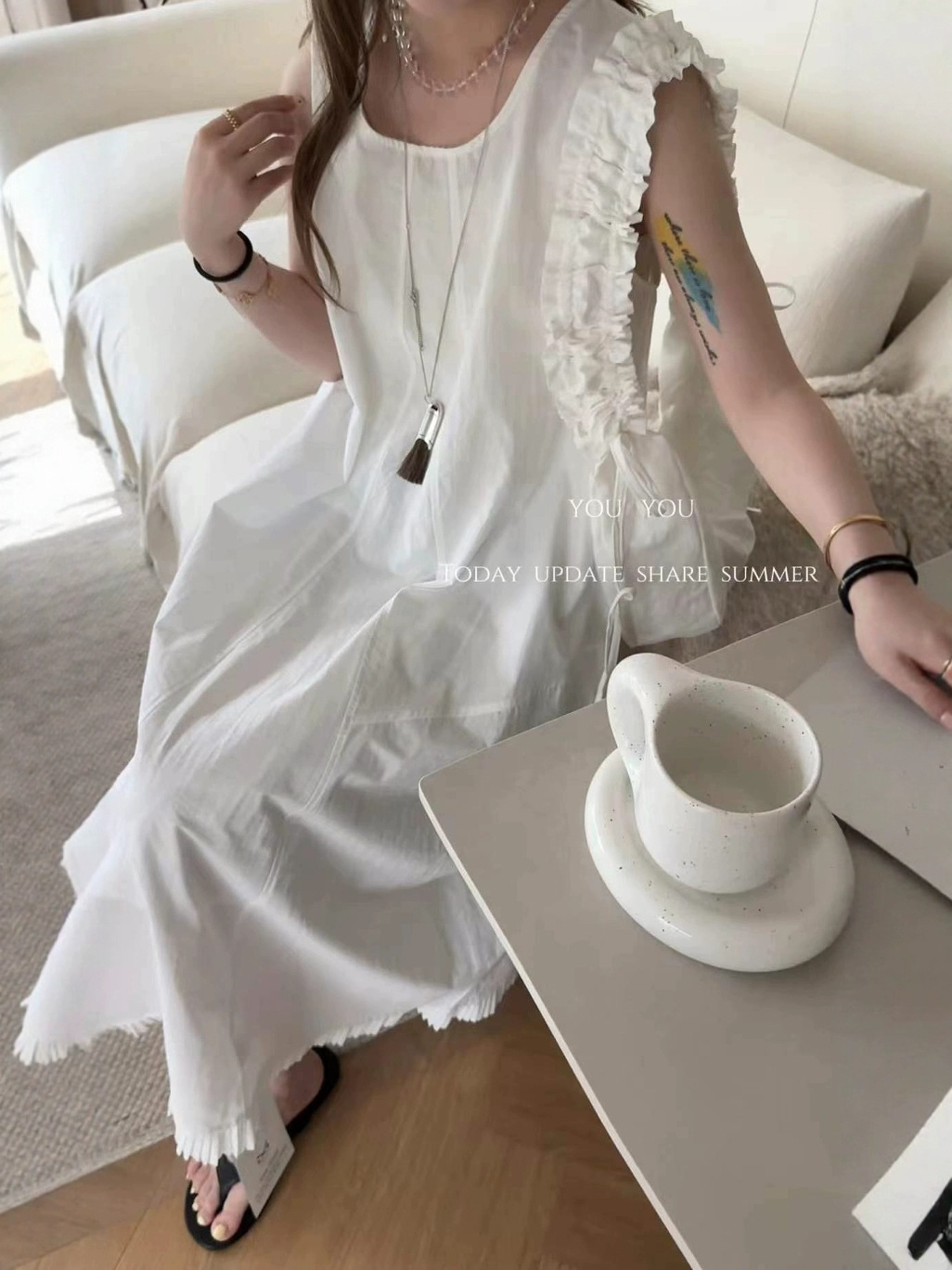 GC101 Cotton Round Neck Sleeveless Long Dress