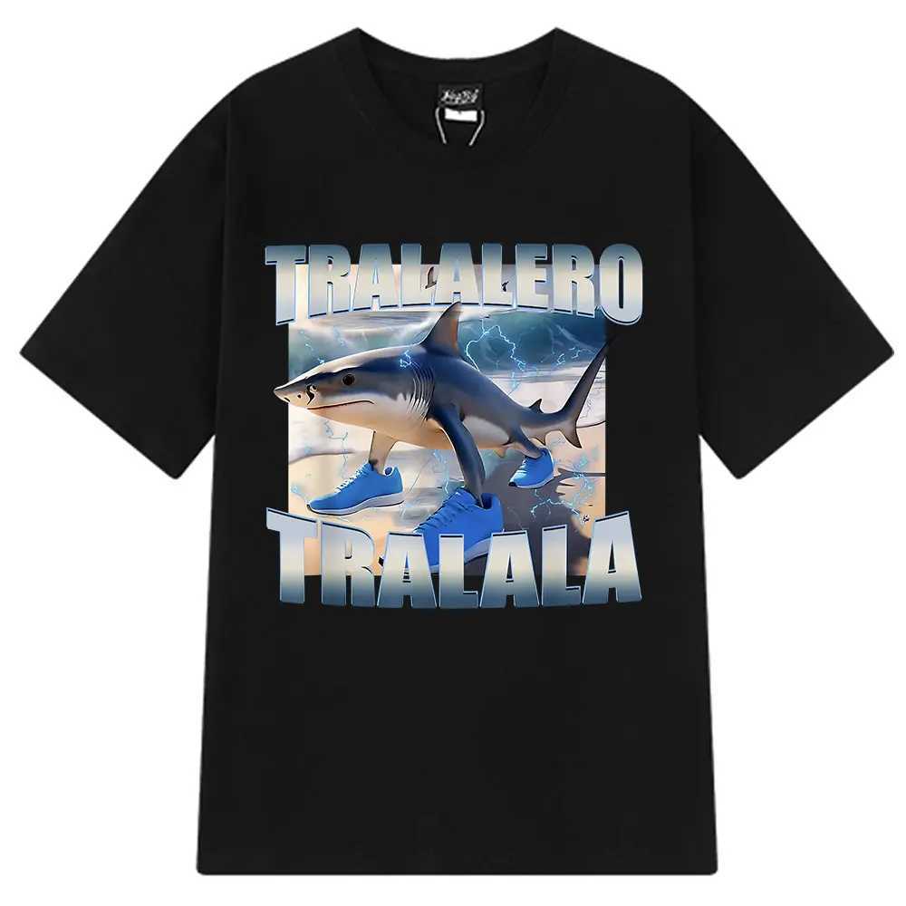 Tralalero Tralala Funny Meme T-shirt Men Women Clothing Fashion Vintage T-shirts Casual Cotton Short Slve T Shirts Tops X250607