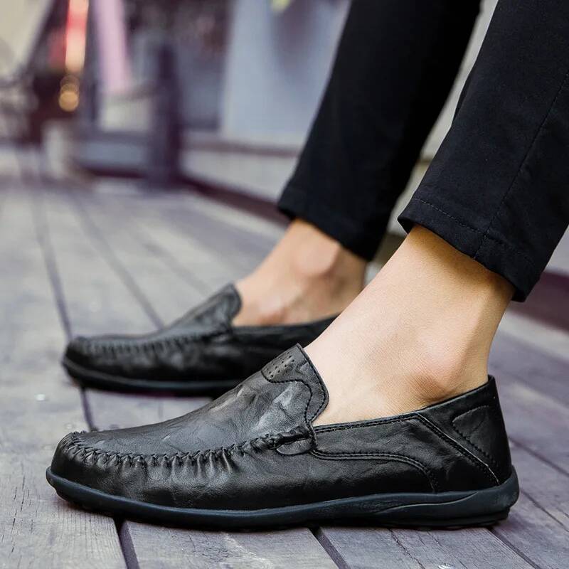 Ddmyoutdoor Genuine Leather Men Casual Brand Formal Mens Loafers Moccasins Italian Breathable Slip On Male Boat Shoes Plus Size Outdoor Shoes