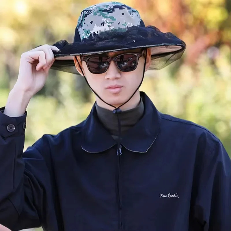 Mosquito Hat with Hidden Net Mesh Repellent Insect Bee Protection Men Women Outdoor Sunscreen Fishing Cap 250605