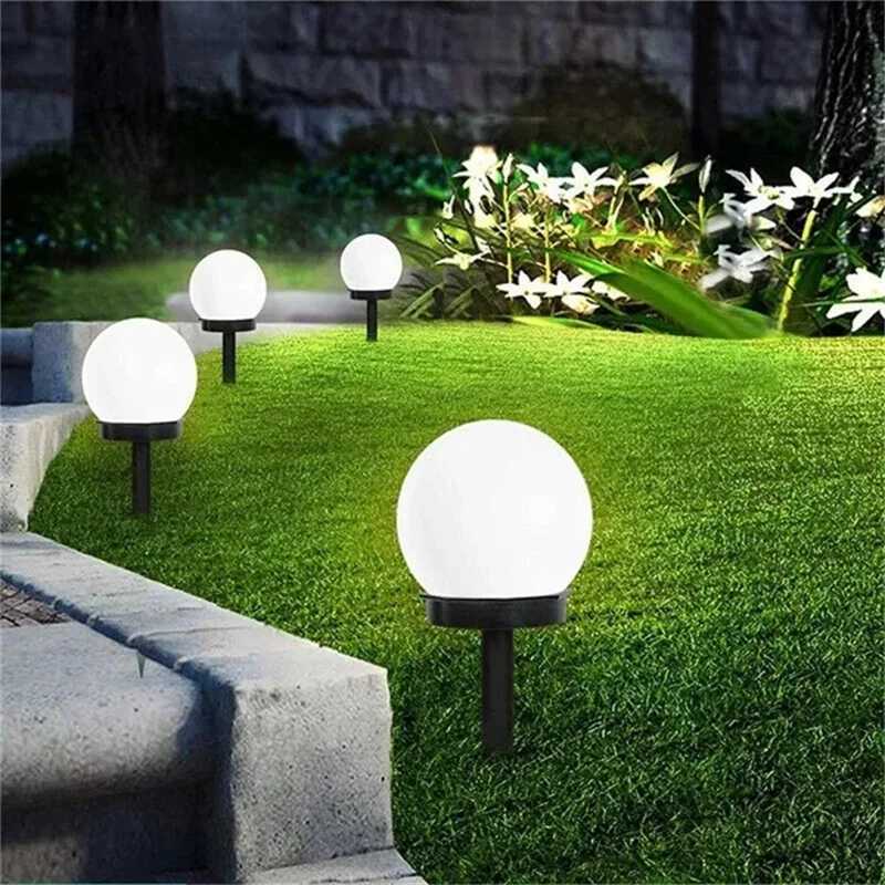 4/2pcs Solar Powered LED Bulb Lamp Energy Light Waterproof Outdoor Garden Light Street Solar Panel Ball Lights Lawn Yard Lamp W250607