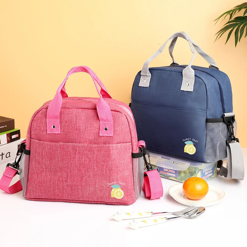 Waterproof Oxford Cloth Thermal Lunch Bag Bento Box Bags with Strap Aluminum Foil Cooler Bags Portable Thicken Food Bag 250606