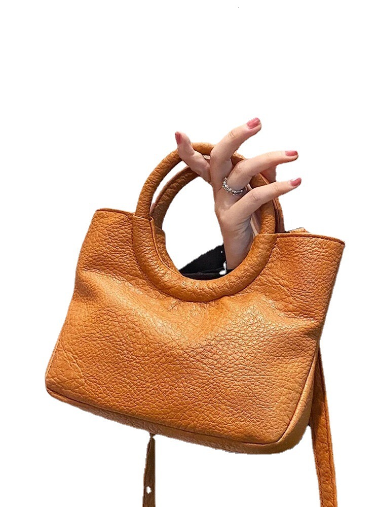 designer Niche Design High-End Retro Round Ring Handbag for Women Korean Style Elegant Versatile Fashion Soft Shoulder Crossbody Bag