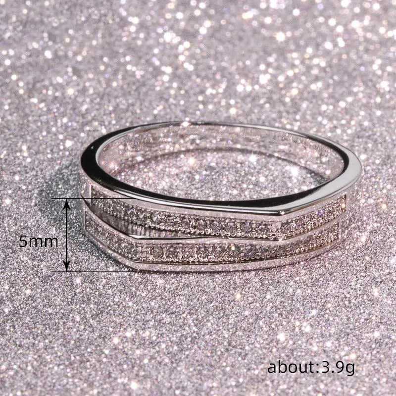 Simple Female Rings 925 Sterling Silver Double Layered Shiny Single Row Zircon Finger Rings for Women Wedding Jewelry Bijoux XJ250606
