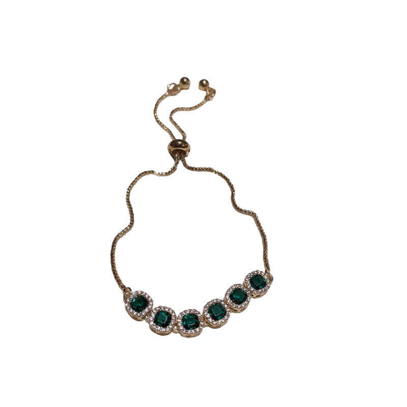 Real Gold Plated Square Zircon Bracelet Korean Style Light Versatile Wristband High-end Exquisite New Jewelry