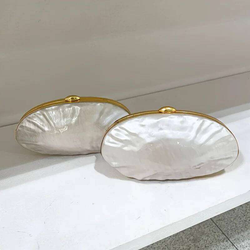 Shell Clutch Bag Acrylic pearl color frame purse women wedding evening party cute ivory handbag new 2025 spring