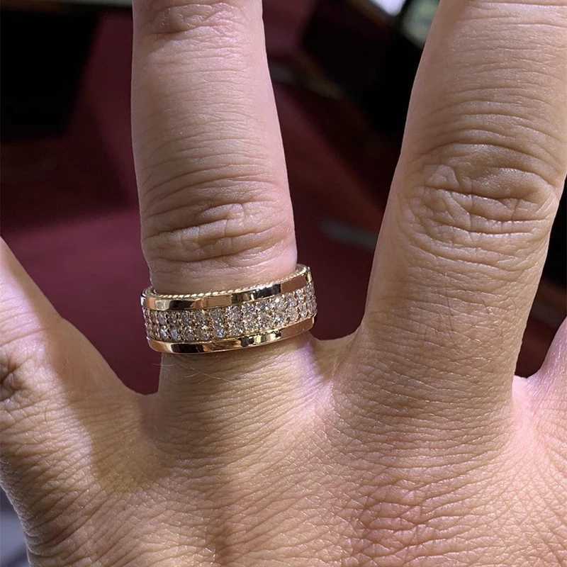 Huitan Gorgeous Gold Color Women Finger Rings Newly Wedding Engagement Trends Eternity Rings Cubic Zirconia Fashion Jewelry 2021 W250606
