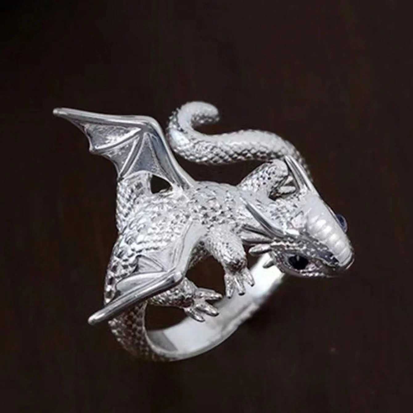 1pc Women Dragon Shaped Animal Adjustable Open Ring W250606