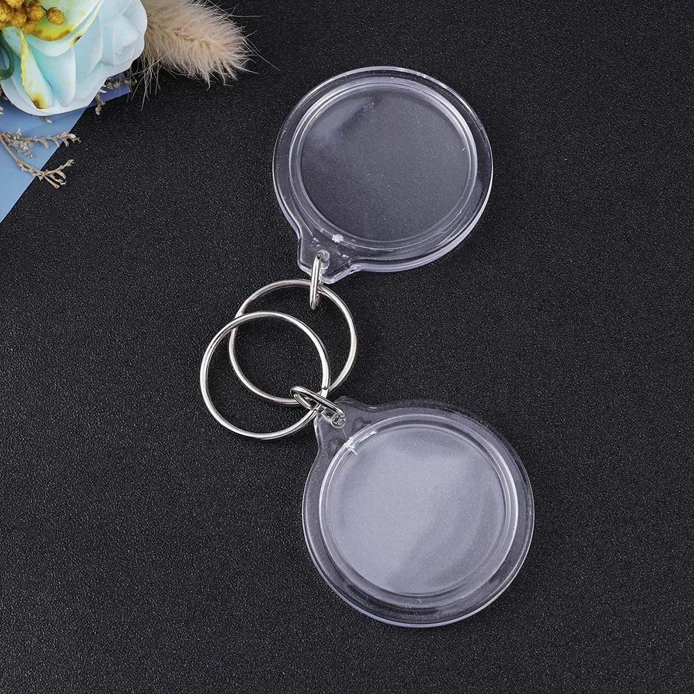 30Pcs Circle Acrylic Po Frame Keychain Snap-In Custom Insert Po Acrylic Blank Picture Keyring for DIY Projects 250606