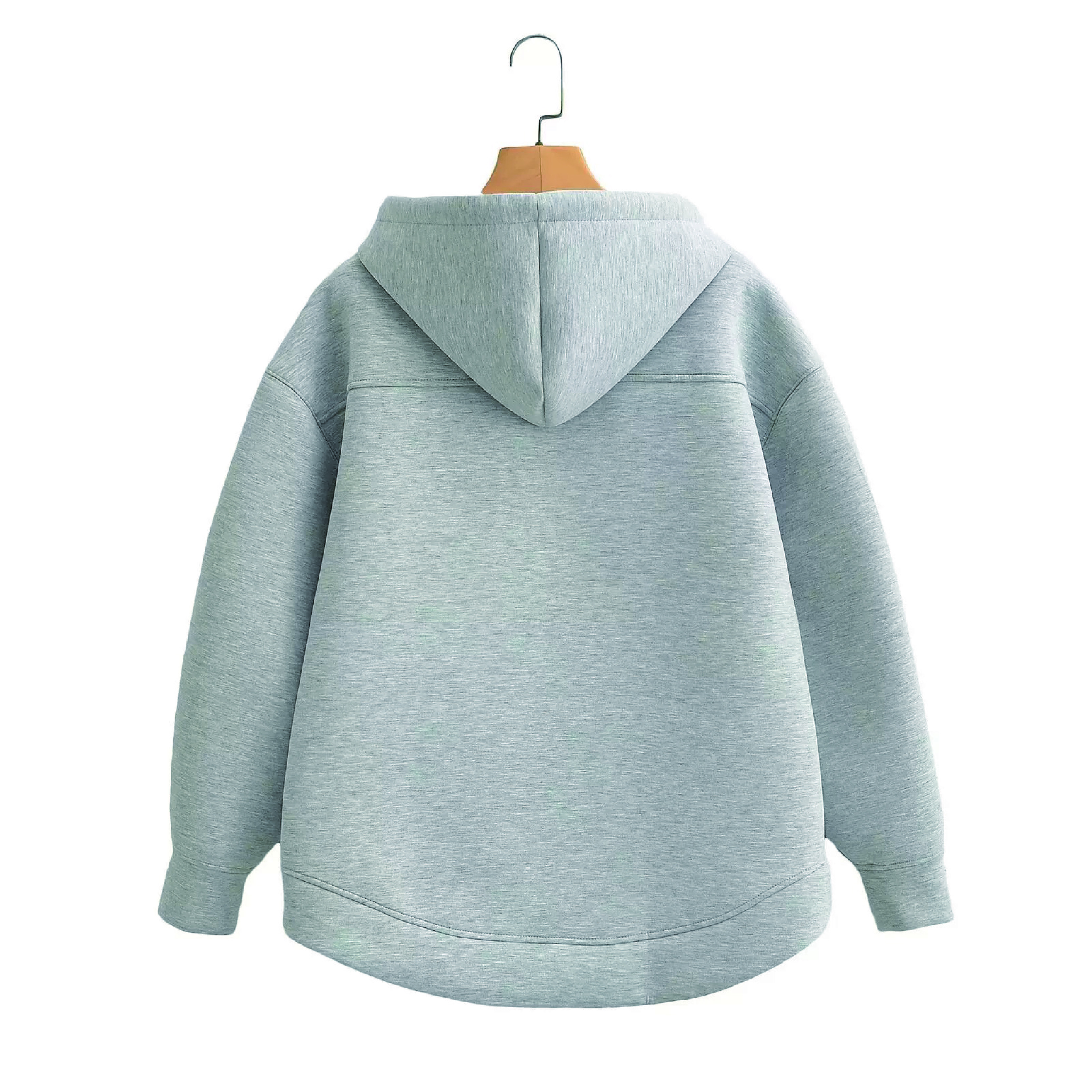 Women's Hooded Zip-Up Sweatshirt with Contoured Silhouette - Versatile & Comfortable