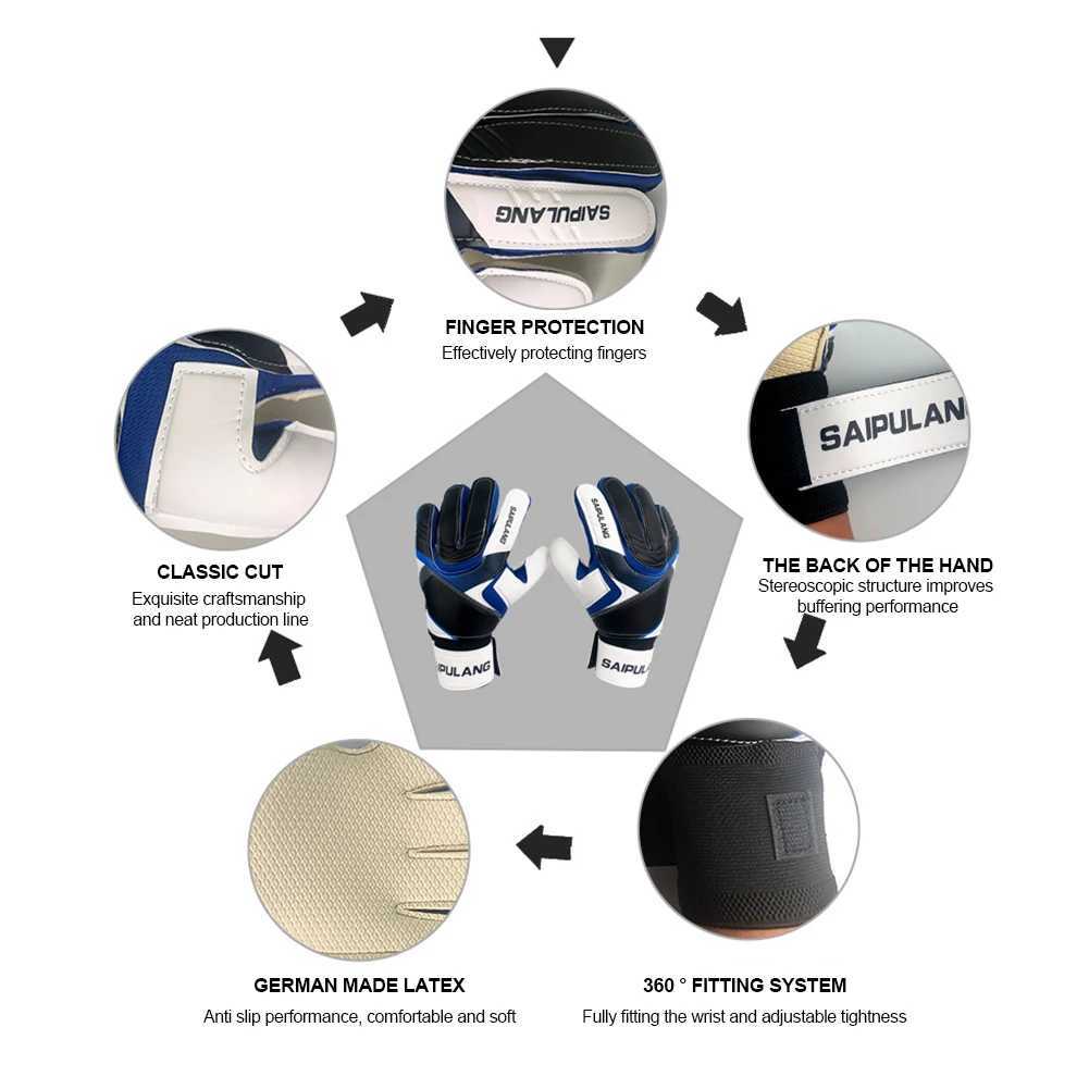 Professional Goalkeeper Gloves Adults Kids Football Soccer Goalie Gloves Non-slip Thickened Latex Keeper Glove Finger Protection XJ250606