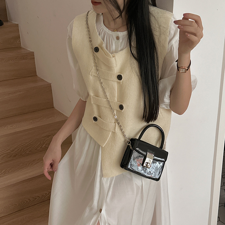 designer High-end Black Locking Three-dimensional Box Small Square Bag Fashion Versatile Patent Leather Chain Bag Handbag Shoulder Crossbody Bag