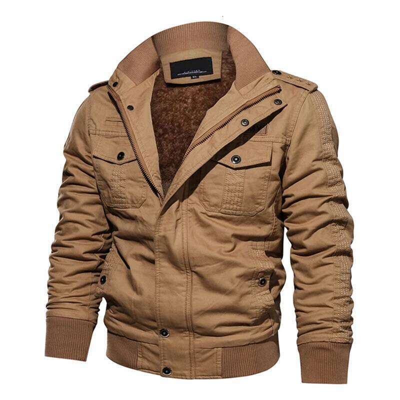 2024 Men's Jacket Autumn Winter Fleece Tactical Jackets Men Casual Multiple Pockets Windproof Outdoor Workwear Coat