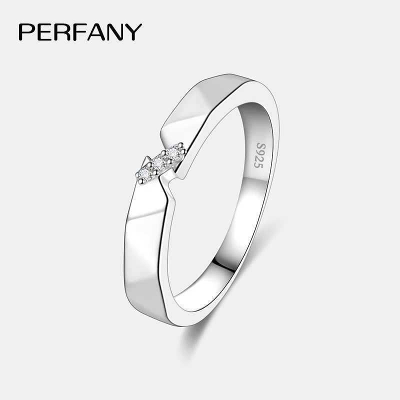 PERFANY All Moissanite Ring for Women Men S925 Pure Silver Couple Ring Simple Wedding Fashion Jewelry Birthday Gift W250606